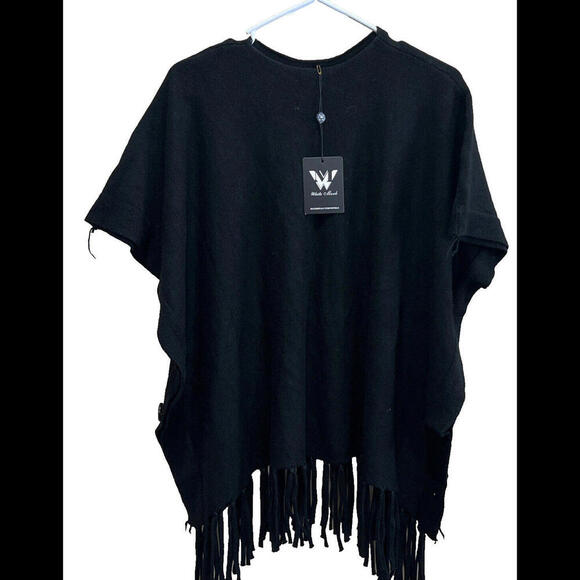 NWT / White Mark Womens Plush  Sweater Kimono BLACK - One Size - Picture 2 of 4